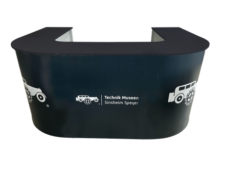 Messetheke U-Form AluFold PRO – Modulares Thekensystem