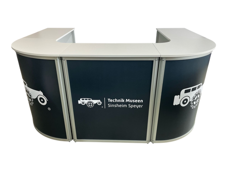 Messetheke U-Form AluFold PRO – Modulares Thekensystem