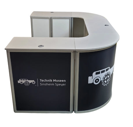 Messetheke U-Form AluFold PRO – Modulares Thekensystem – Detailansicht