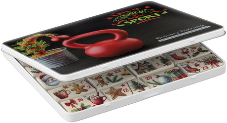 Adventskalender in Dose mit Logo – MAXI, 24 Schokotäfelchen – Ansicht 2