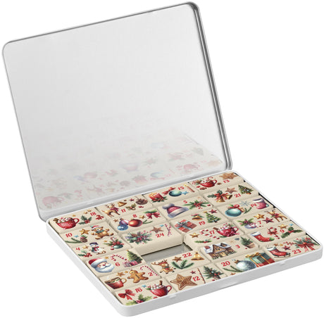 Adventskalender in Dose mit Logo – MAXI, 24 Schokotäfelchen – Ansicht 4