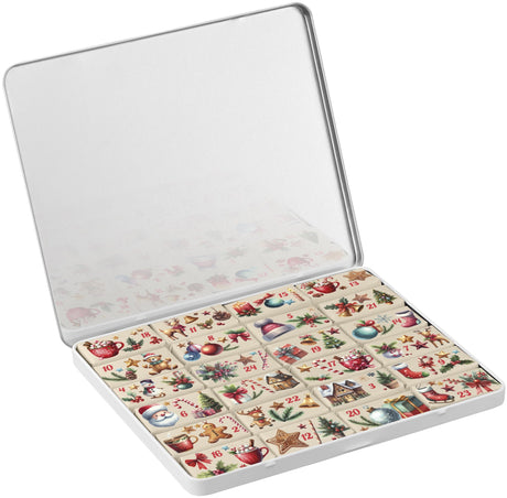 Adventskalender in Dose mit Logo – MAXI, 24 Schokotäfelchen – Ansicht 6