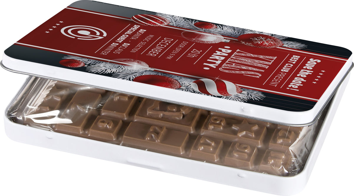 Mini-Adventskalender in Dose mit Logo – Schokoladentafel – Ansicht 3