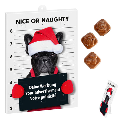 Wand-Adventskalender mit Logo – Standardmotiv, Schoko-Motive
