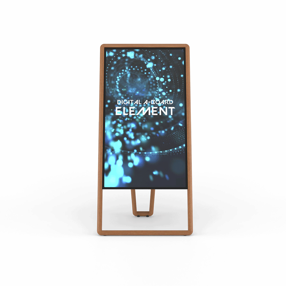 Digitaler Kundenstopper NATURAL – 43" Samsung Display im Holz-Rahmen