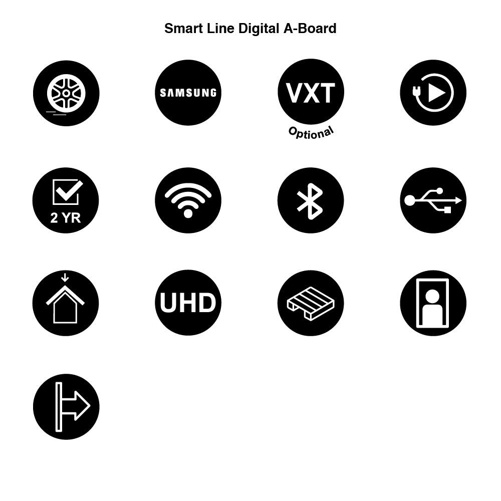 Digitaler Kundenstopper FRAMELESS schwarz – 43" Samsung UHD mobil