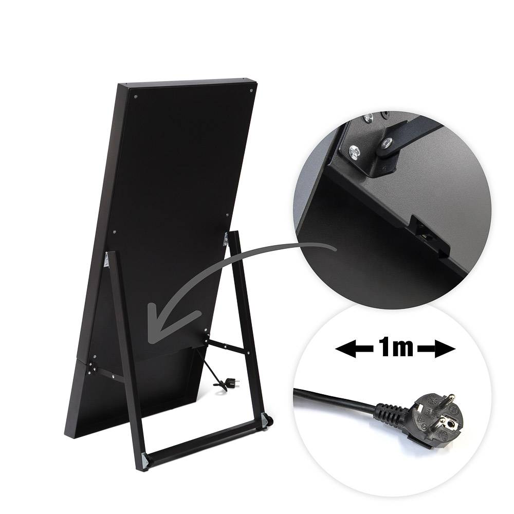 Digitaler Kundenstopper FRAMELESS schwarz – 43" Samsung UHD mobil