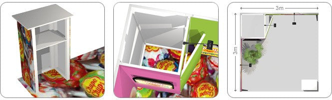 Messestand mit Kabine (3x3 m, Eckstand)