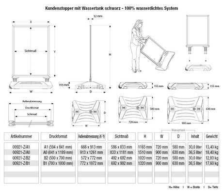 Kundenstopper A1 (schwarz) – Detailansicht