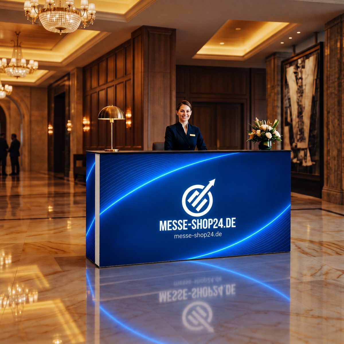 LEDUP Counter ONE Extension mit Messe-Shop24-Branding – im Einsatz