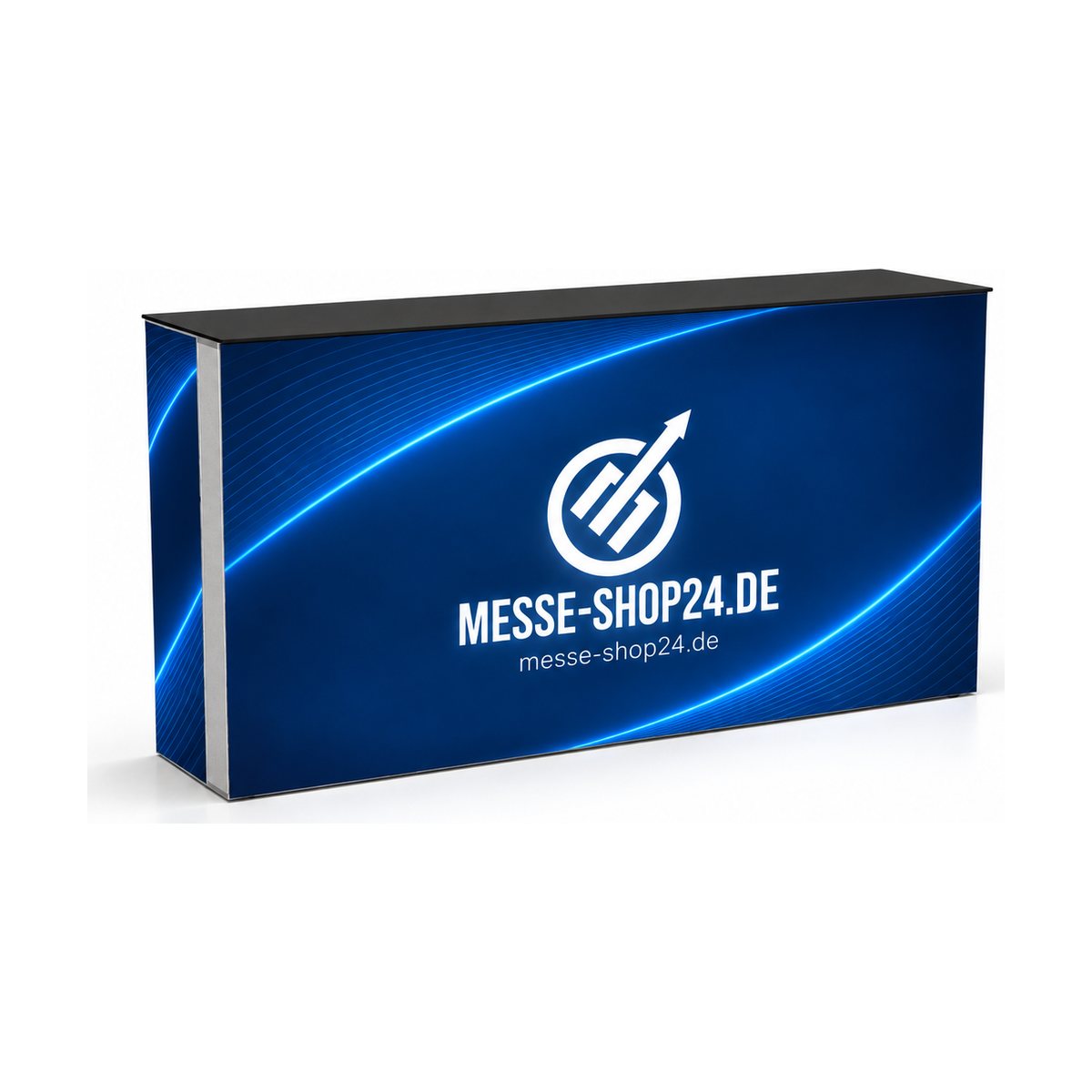 LEDUP Counter Set Rico 200 cm mit Messe-Shop24-Branding – freigestellt