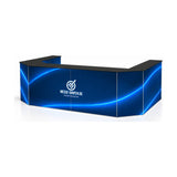 LEDUP Counter Set Carmen C-Form mit Messe-Shop24-Branding – freigestellt