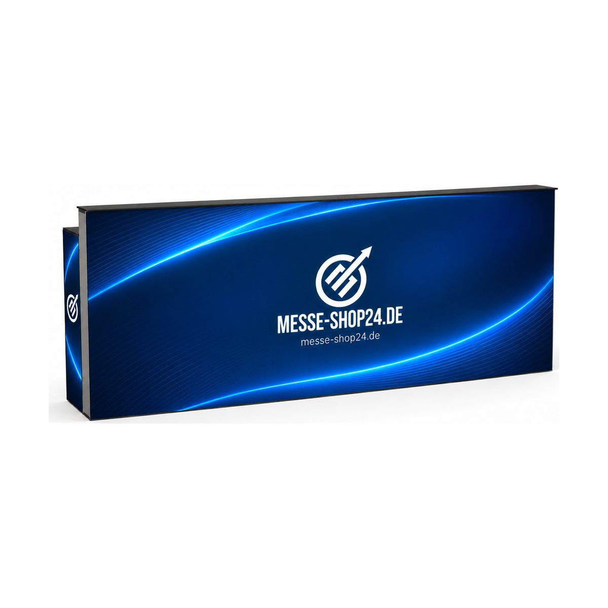 LEDUP Counter Set Maximus 300 cm mit Messe-Shop24-Branding – freigestellt
