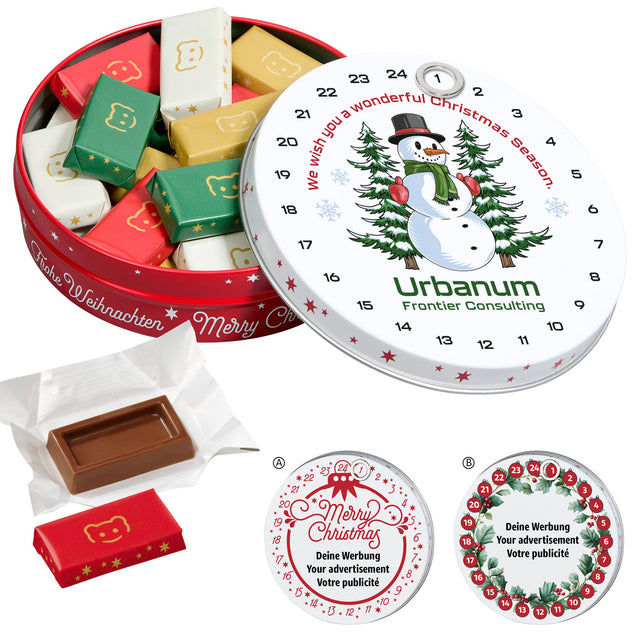 Magnetdosen-Adventskalender mit Logo – Schoko-Naps