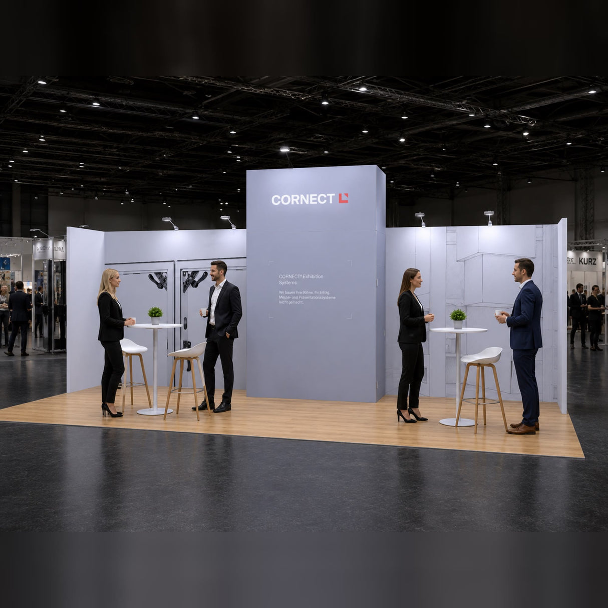 CORNECT Messepaket L – modularer Messestand bis 28 m²