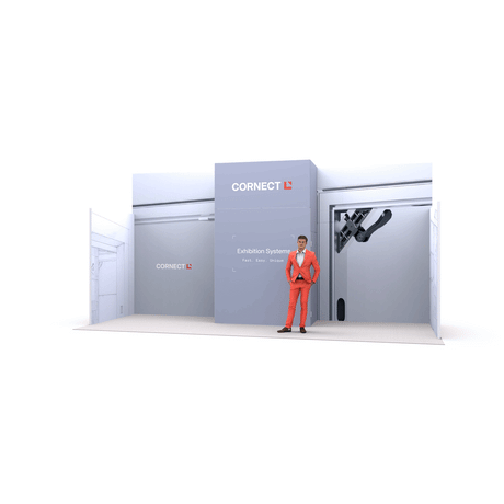 CORNECT Messepaket XL: Animation der Aufbauvarianten auf 40 m²