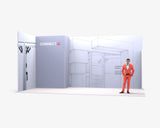 CORNECT Messepaket XL: Messestand 7 × 3,5 m – Aufbauvariante 8 mit Stoffbespannung