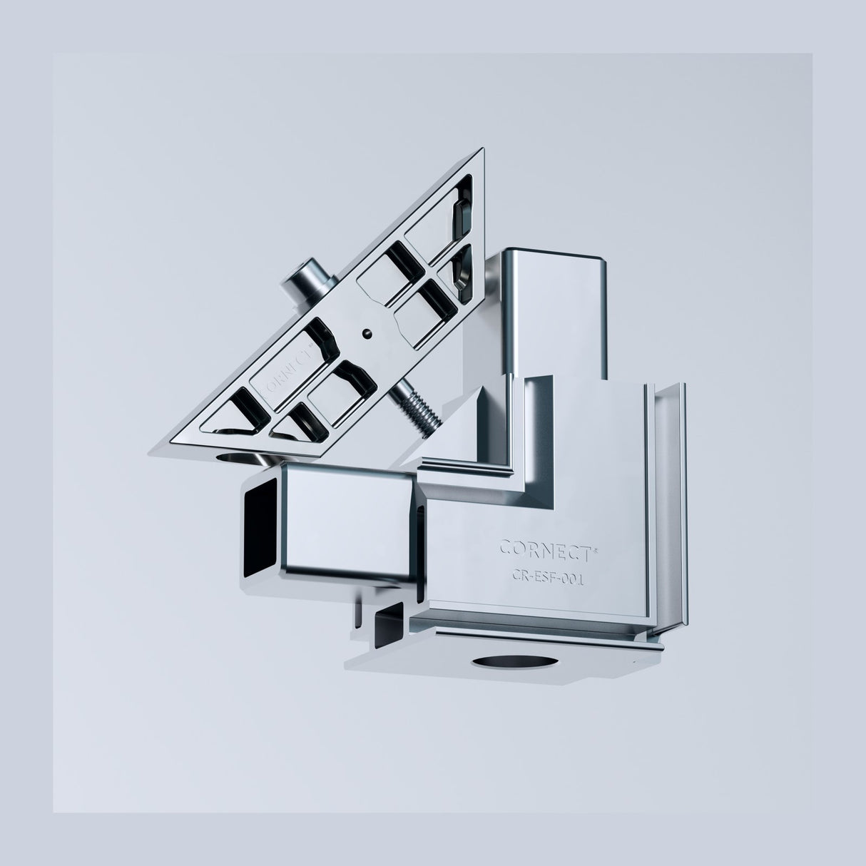 CORNECT System 50 Eckverbinder Easy mit Schraubverbindung an Aluminiumprofilen