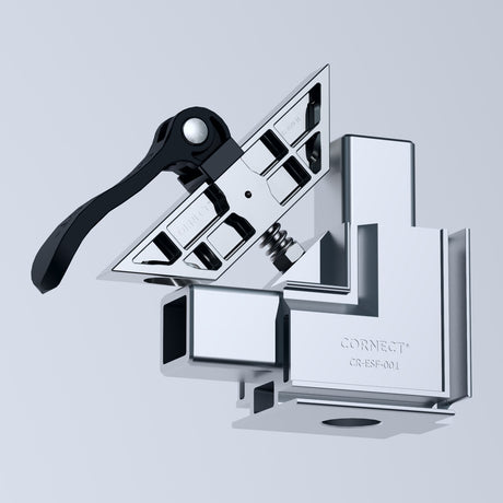 CORNECT System 50 Eckverbinder Plus mit werkzeuglosem Spannhebel