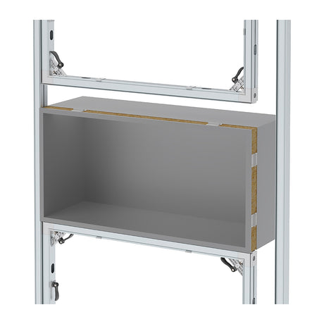 CORNECT Einbauregal montiert am System-50-Rahmen