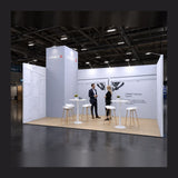 CORNECT Messepaket XL mit bedruckter Stoffbespannung auf der Messe