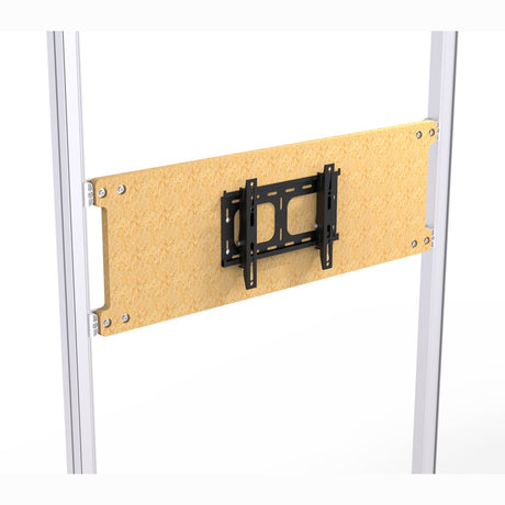Spanplatte per CORNECT Halter am System-50-Rahmen befestigt