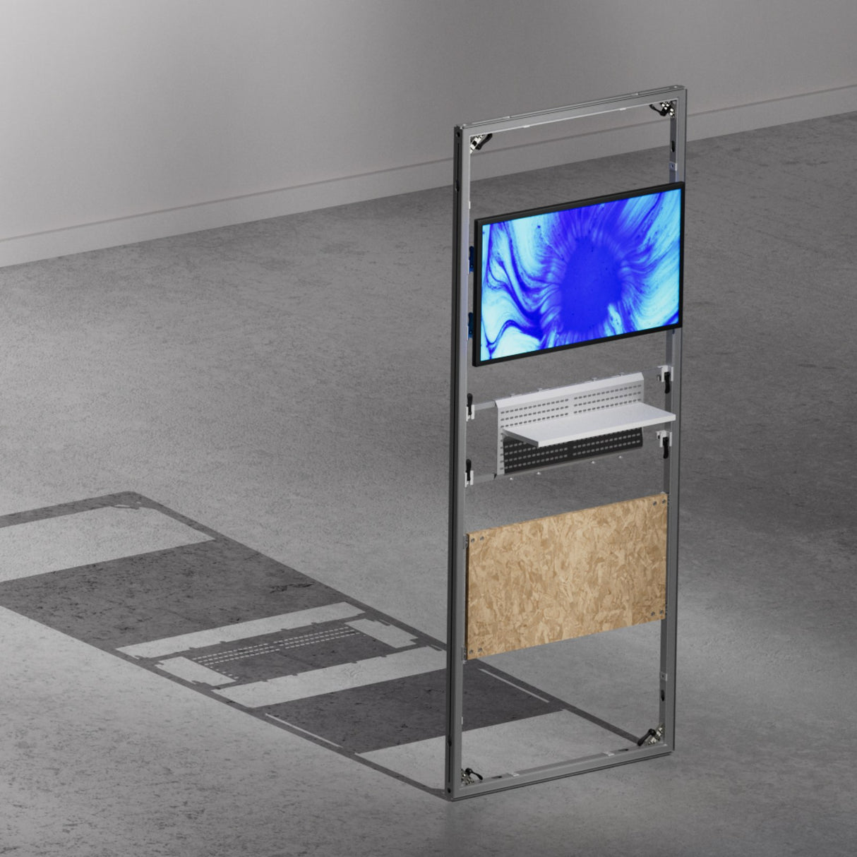 CORNECT Universal-Anbauelement mit eigenen Einbauten am Messestand
