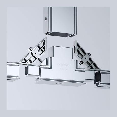 CORNECT System 50 T-Verbinder Easy verbindet drei Aluminiumprofile