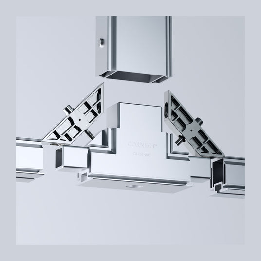 CORNECT System 50 T-Verbinder Easy verbindet drei Aluminiumprofile