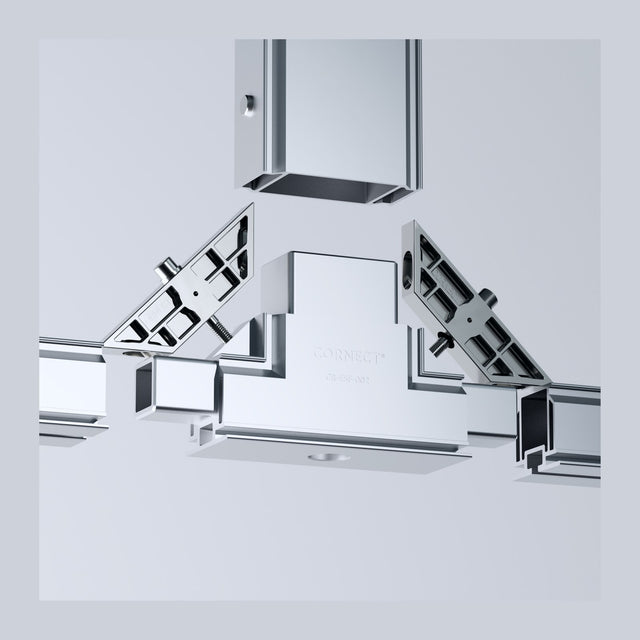CORNECT System 50 T-Verbinder Easy verbindet drei Aluminiumprofile