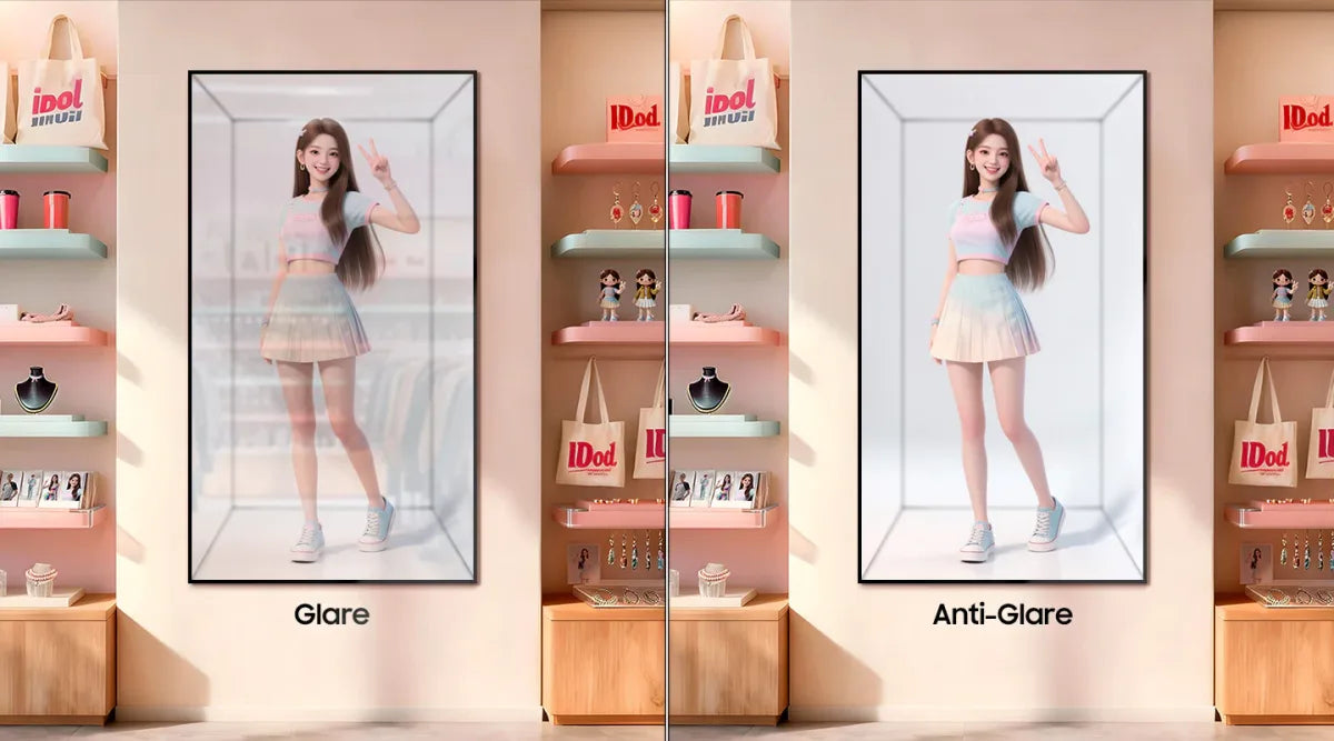 Anti-Glare-Panel des Samsung Spatial Signage bei hellem Licht