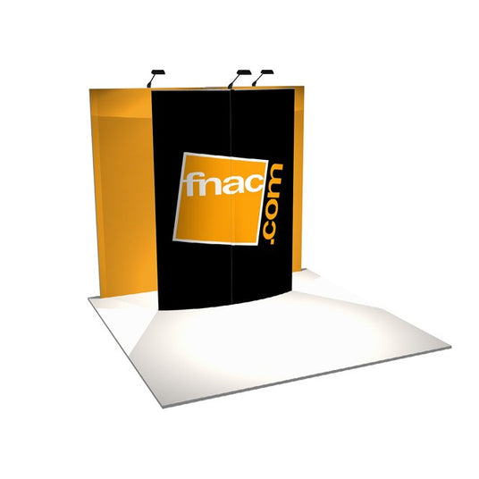 Messestand mit offener Kabine (3x3 m, Kopfstand)