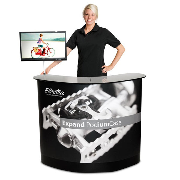 Expand PodiumCase Koffertheke mit Bildschirmhalterung kaufen – Messe-Shop24.de