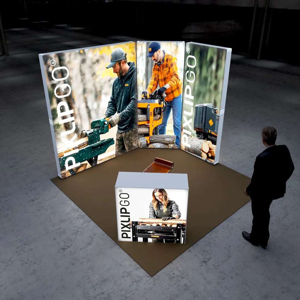 pixlip go s08 led messestand mit theke 