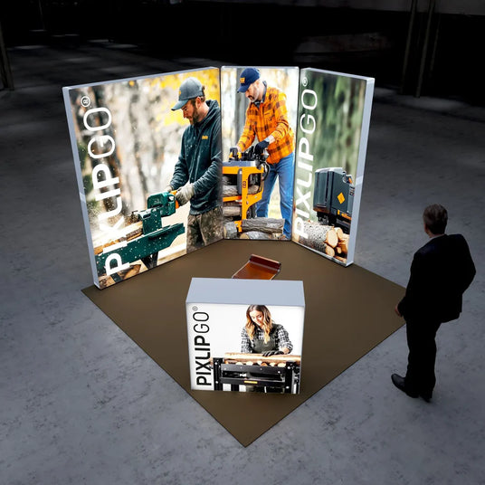 pixlip go s08 led messestand mit theke 