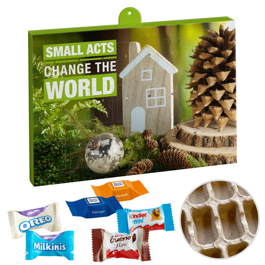 Marken-Mix Adventskalender mit Logo – Premium, Papier-Inlay