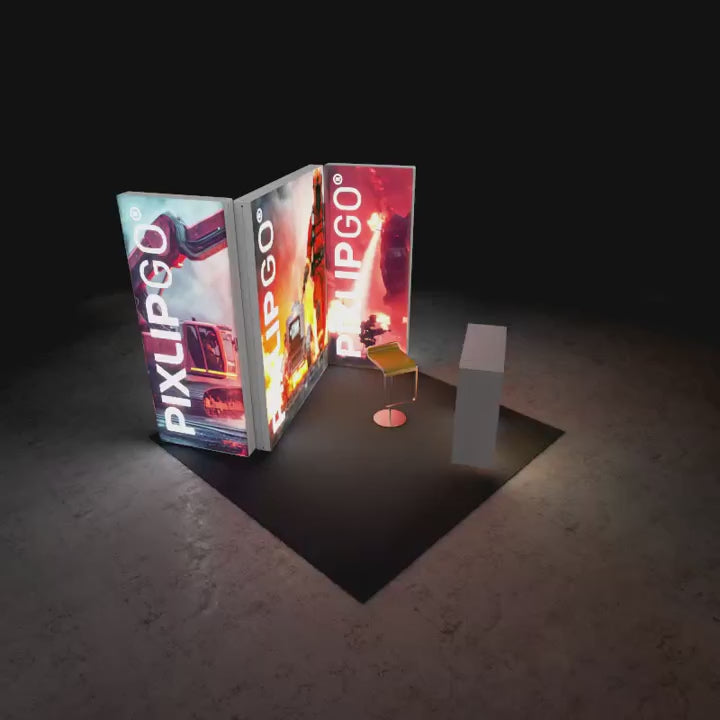 pixlip go messestand s-09 mit led messewänden und messetheke mobil und modular
