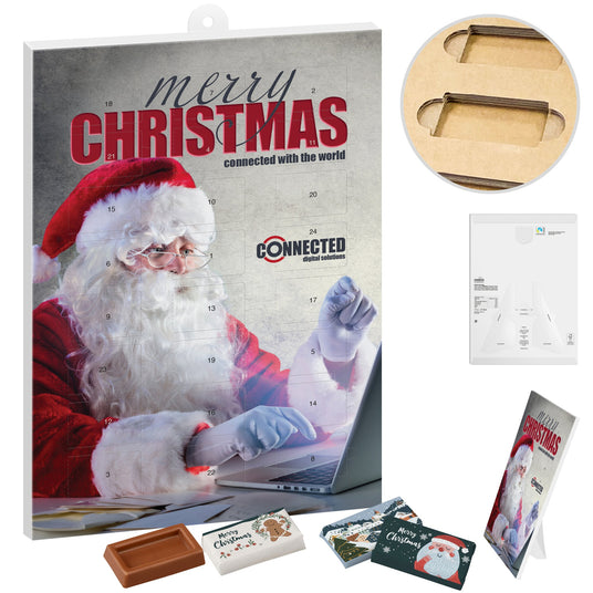 Papier-Adventskalender mit Logo – Schoko-Naps
